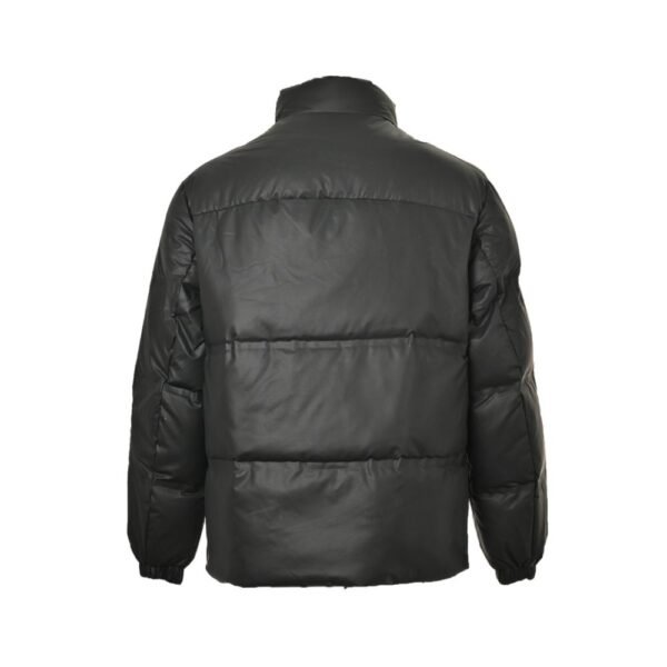 Prada 24ss leather enamel logo stand collar down jacket