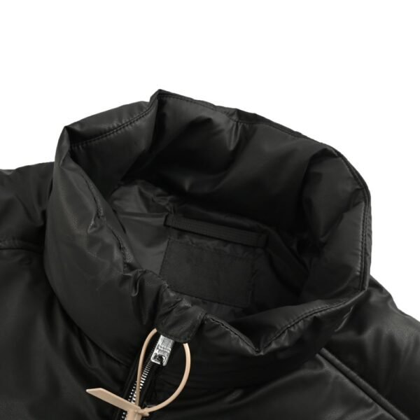 Prada 24ss leather enamel logo stand collar down jacket