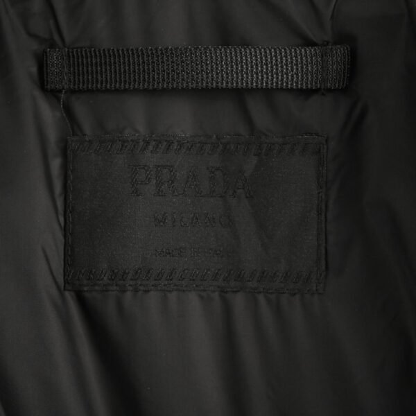 Prada 24ss leather enamel logo stand collar down jacket