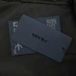 Prada 24ss leather enamel logo stand collar down jacket