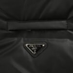 Prada 24ss leather enamel logo stand collar down jacket