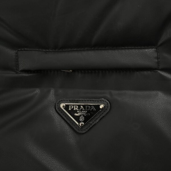 Prada 24ss leather enamel logo stand collar down jacket