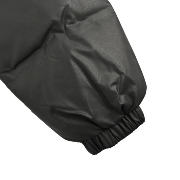 Prada 24ss leather enamel logo stand collar down jacket
