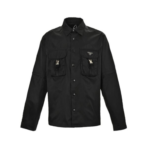 Prada 23Fw Multi-functional Nylon Shirt Jacket with Detachable Sleeves