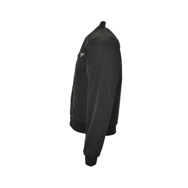 Prada Triangle 24Fw Triangle Logo Thin Cotton Baseball Jacket Black