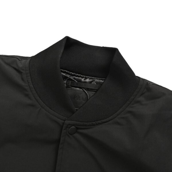 Prada Triangle 24Fw Triangle Logo Thin Cotton Baseball Jacket Black
