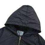 Prada Triangle logo solid color hooded down jacket Blue