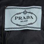 Prada Triangle logo solid color hooded down jacket Blue