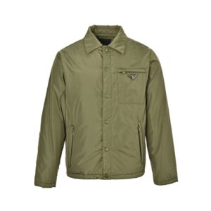 Prada Nylon shirt jacket with triangle logo Green