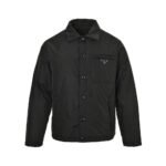 Prada Nylon shirt jacket with triangle logo Black