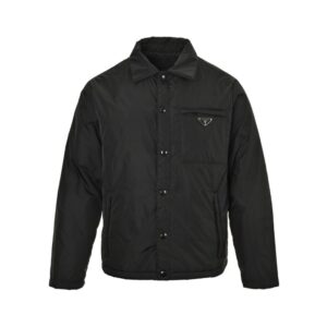 Prada Nylon shirt jacket with triangle logo Black