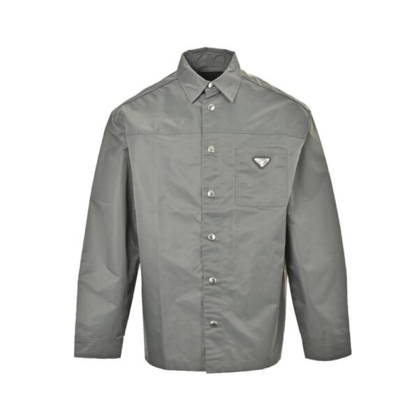 Prada 24Fw High Density Triangle Logo Nylon Shirt Jacket Grey
