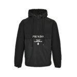 Prada Lettering Logo Half-Zip Hooded Jacket
