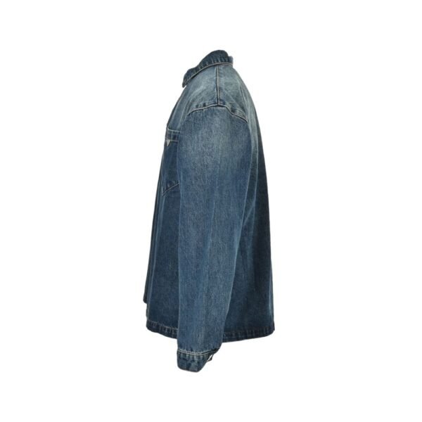 Prada 24ss Triangle Logo Vintage Washed Distressed Zipper Denim Jacket