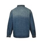 Prada 24ss Triangle Logo Vintage Washed Distressed Zipper Denim Jacket