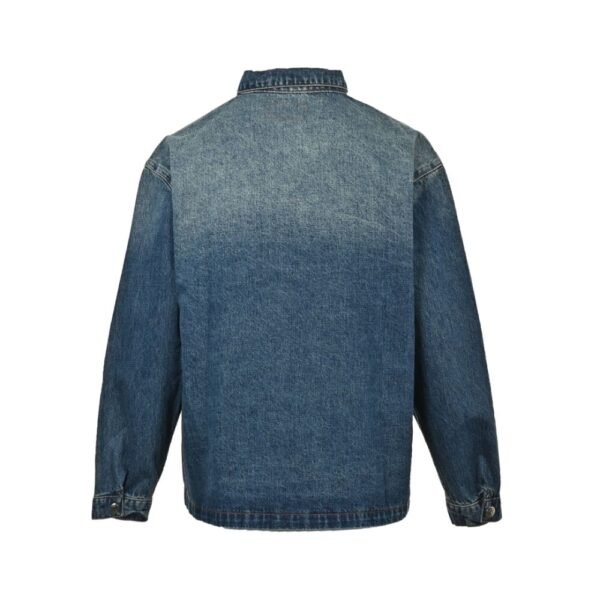 Prada 24ss Triangle Logo Vintage Washed Distressed Zipper Denim Jacket