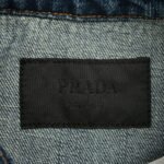 Prada 24ss Triangle Logo Vintage Washed Distressed Zipper Denim Jacket