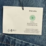 Prada 24ss Triangle Logo Vintage Washed Distressed Zipper Denim Jacket