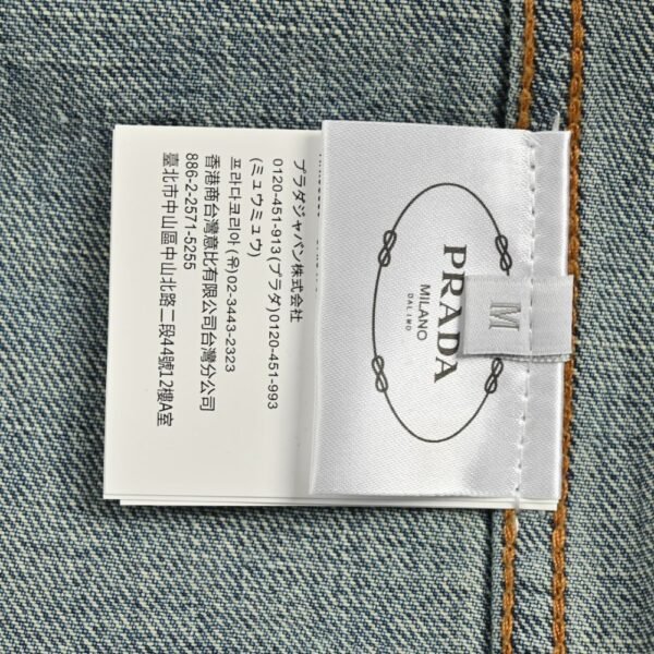 Prada 24ss Triangle Logo Vintage Washed Distressed Zipper Denim Jacket