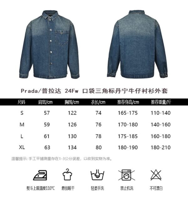 Prada 24ss Triangle Logo Vintage Washed Distressed Zipper Denim Jacket