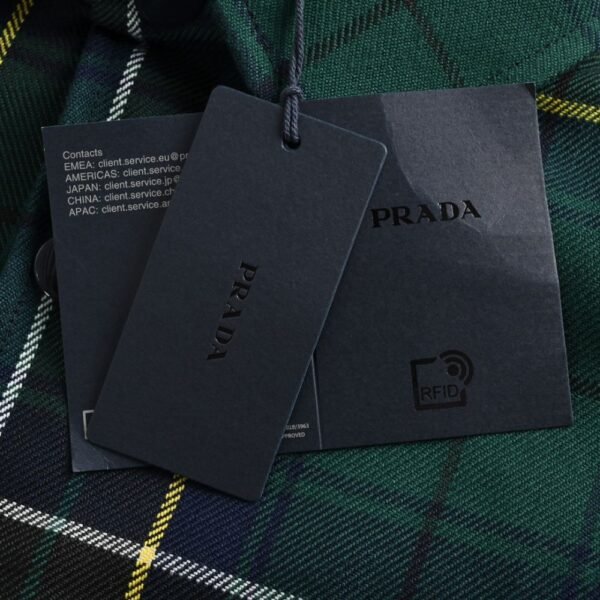 Prada 23Fw Blue and Green Plaid Cotton Jacket