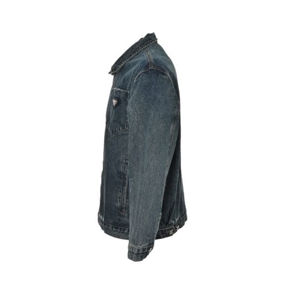 Prada Vintage washed distressed zip-up denim jacket