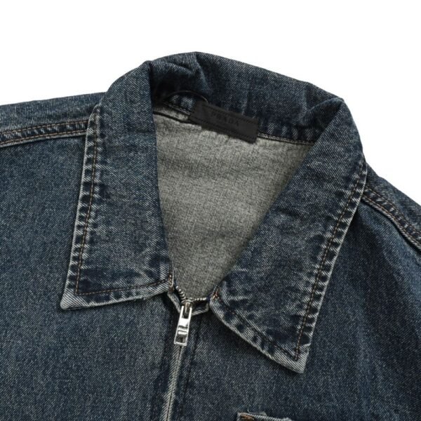 Prada Vintage washed distressed zip-up denim jacket