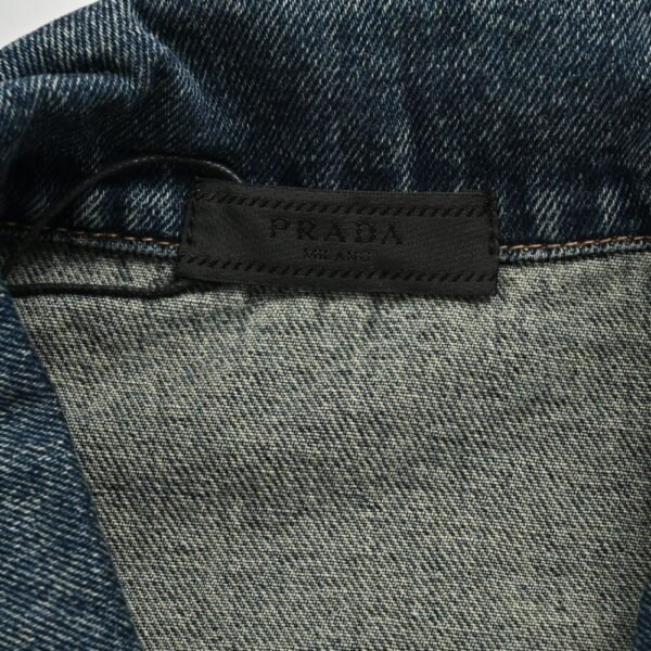 Prada Vintage washed distressed zip-up denim jacket