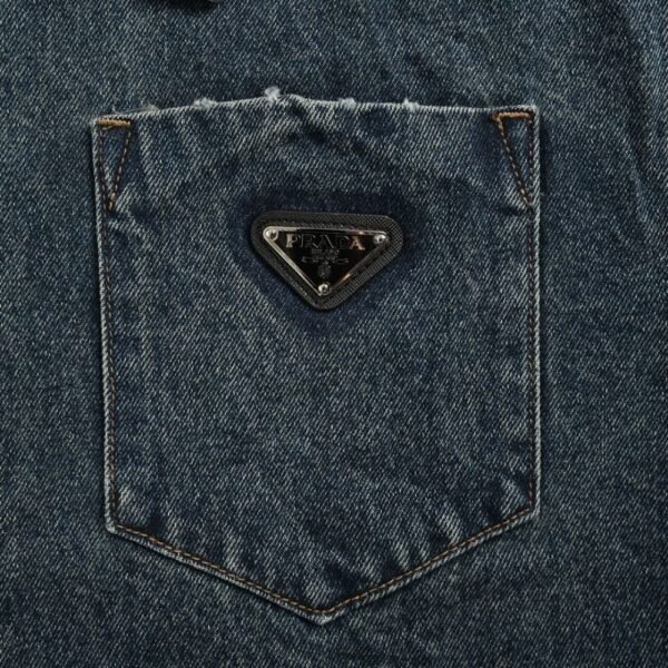 Prada Vintage washed distressed zip-up denim jacket