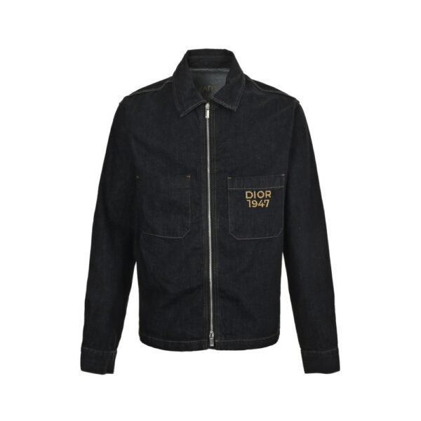 Dior 24Fw 1947 embroidered lettering double pocket denim jacket