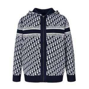 Dior 24Fw Double-faced cashmere jacquard knit hooded jacket