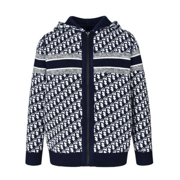 Dior 24Fw Double-faced cashmere jacquard knit hooded jacket