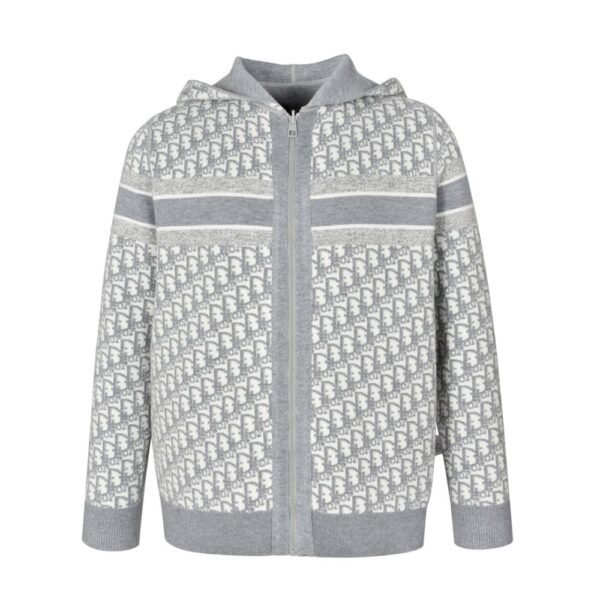 Dior 24Fw Double-faced cashmere jacquard knit hooded jacket