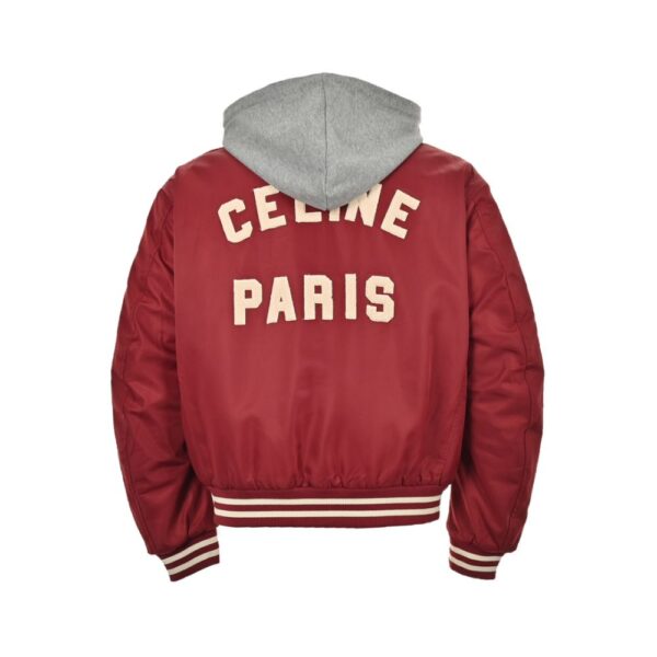 Celine 23Fw Embroidered Letters Hooded Cotton Jacket