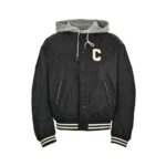 Celine 23Fw Embroidered Letters Hooded Cotton Jacket