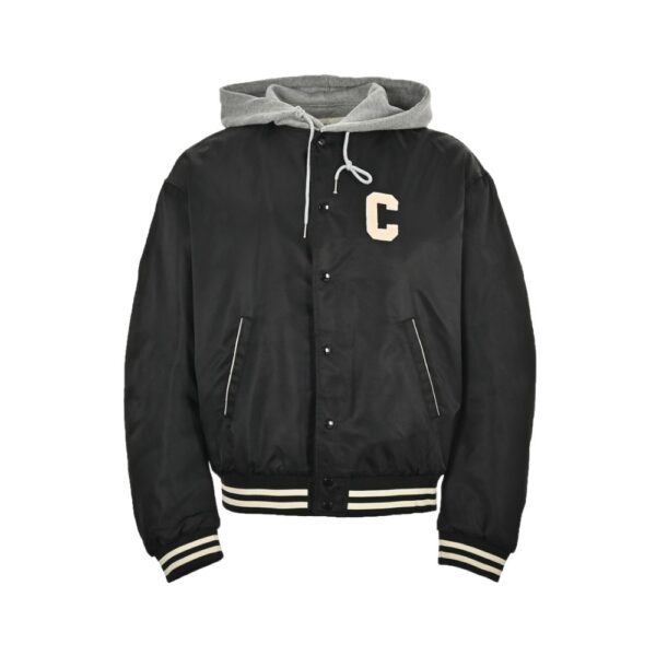 Celine 23Fw Embroidered Letters Hooded Cotton Jacket