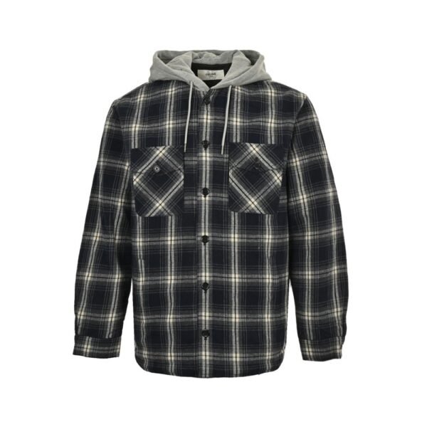 Celine 24Fw Check Cashmere Hooded Jacket