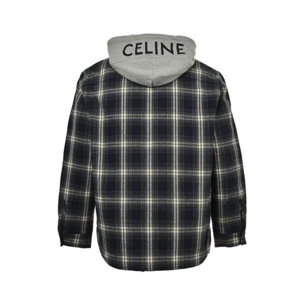 Celine 24Fw Check Cashmere Hooded Jacket