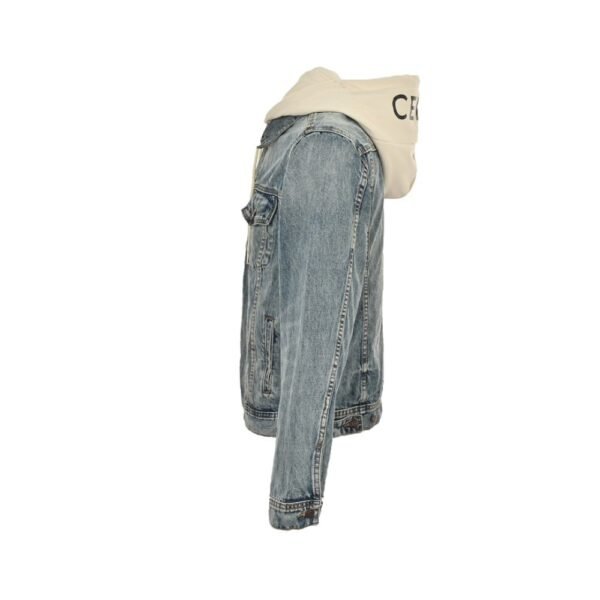 Celine 23Fw patchwork hooded denim jacket