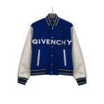 Givenchy 21FW Leather Slogan Baseball Jacket