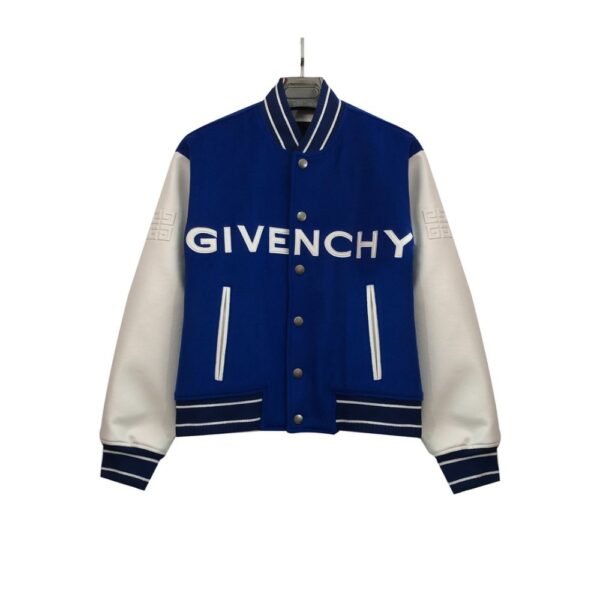 Givenchy 21FW Leather Slogan Baseball Jacket