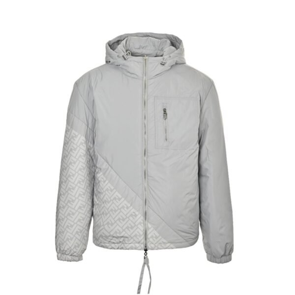 Fendi 24Fw Nylon and cotton hooded jacket with oblique stitching