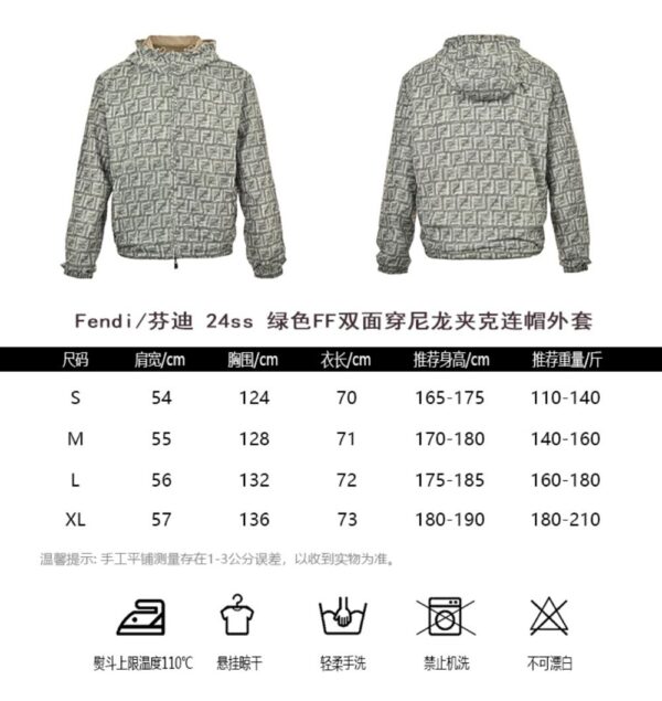 Fendi 24ss Green FF Reversible Nylon Jacket with Hood