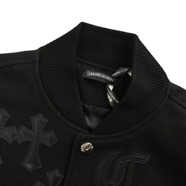 Chrome hearts Cross-patterned leather bomber jacket