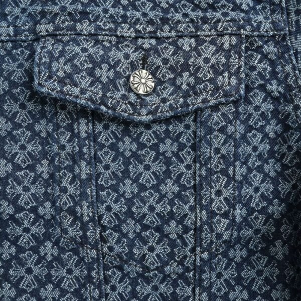 Chrome hearts Logo patchwork leather denim jacket