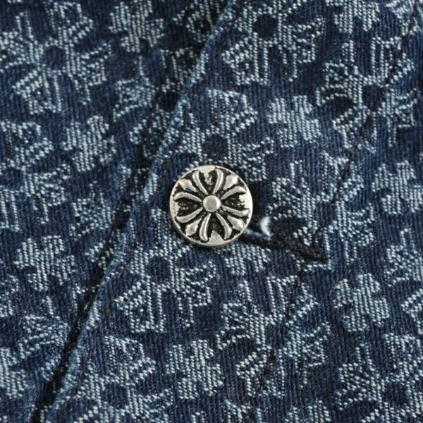 Chrome hearts Logo patchwork leather denim jacket