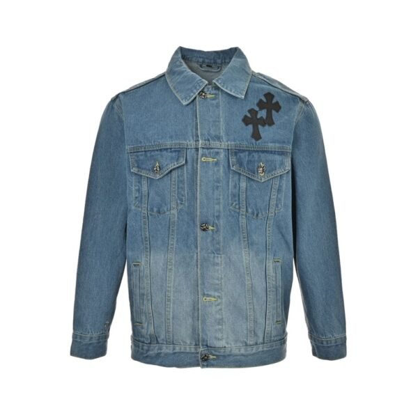 Chrome hearts Denim jacket with full back leather cross