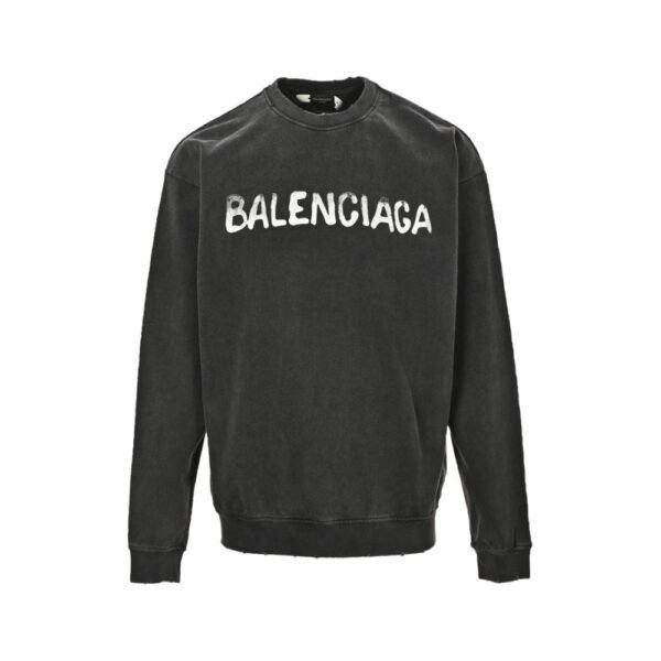 Balenciaga 24Fw Double B Letter Print Washed Sweatshirt