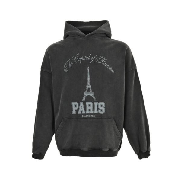 Balenciaga Tower Print Washed Hoodie