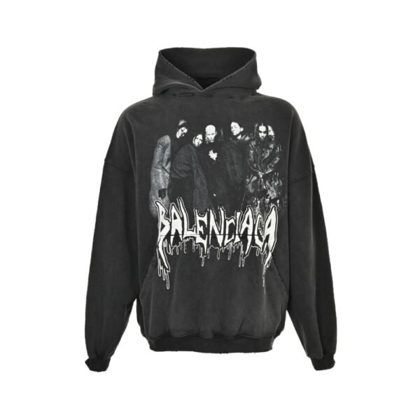 Balenciaga Tower Print Washed Hoodie